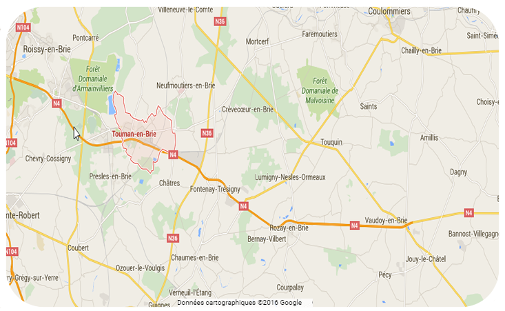 Map showing service area